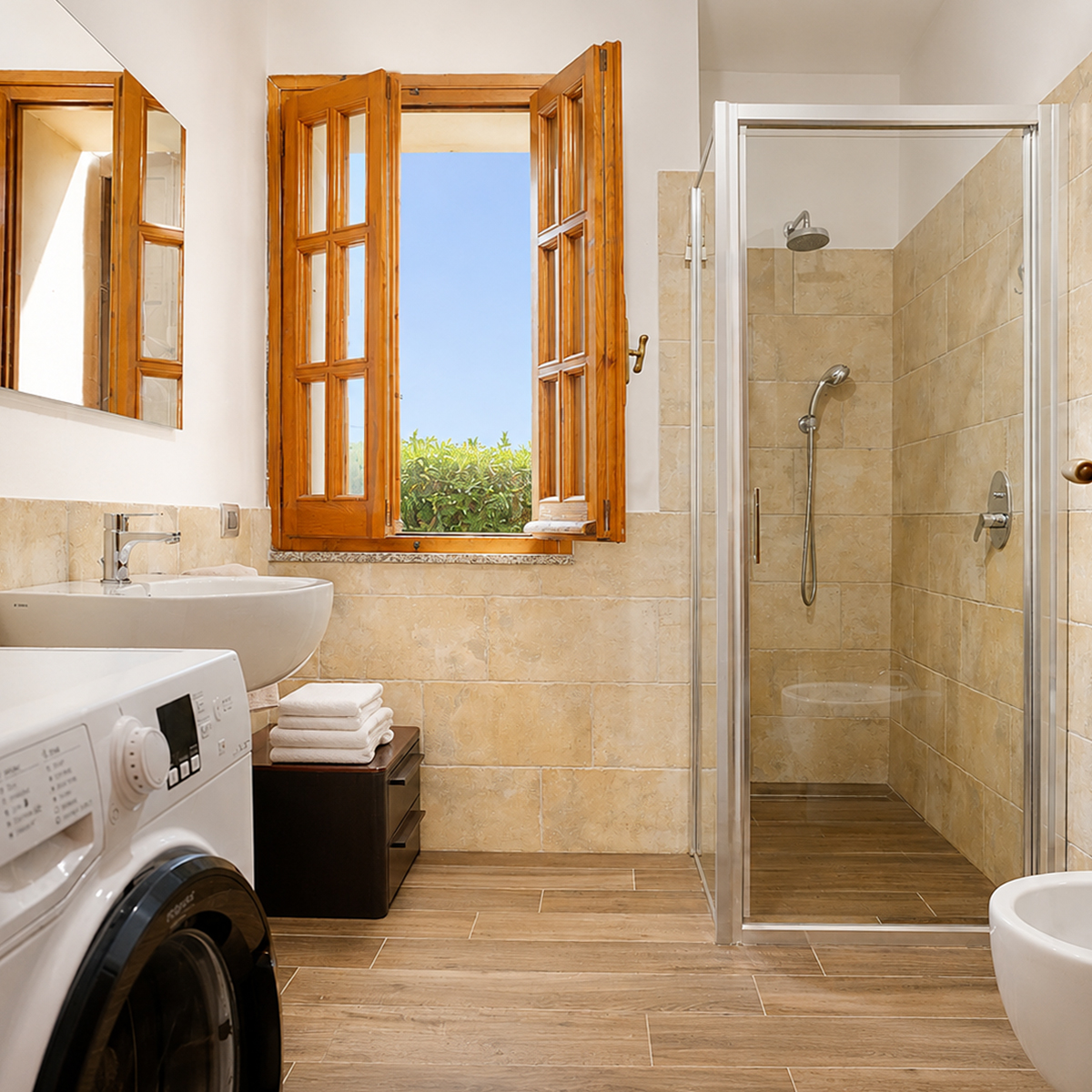 Bagno con Ampia Doccia a Raso e Finestra
